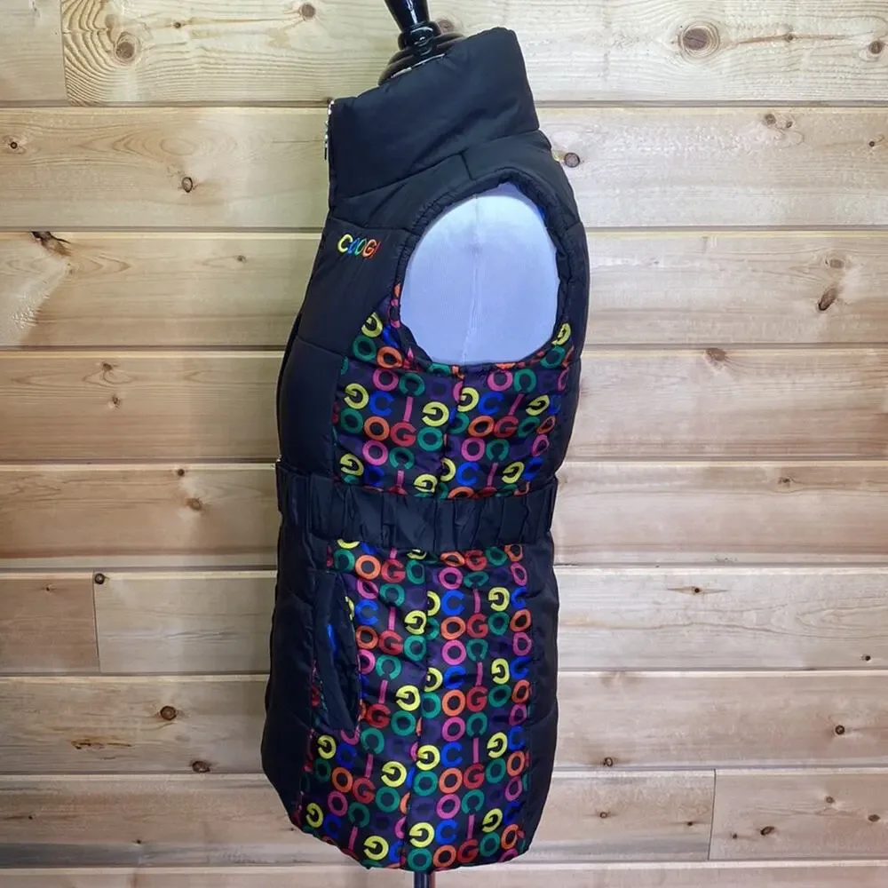 Coogi Multi Colored Puffer Vest with Belt Size Large 12/14